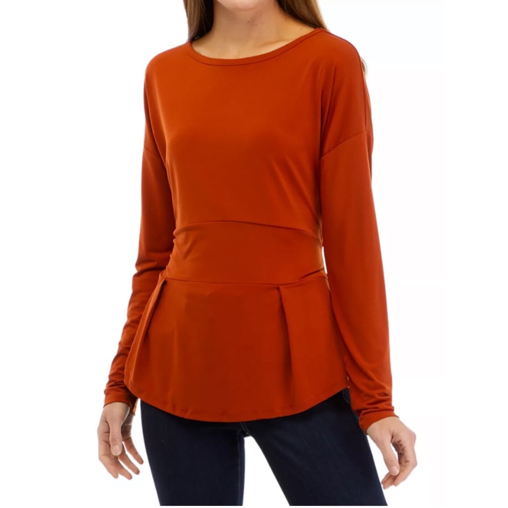 Women's Rust Long Sleeve Top by Adrienne Landau Onyx